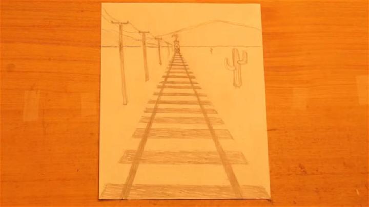 One point Perspective to Draw Railroad Tracks