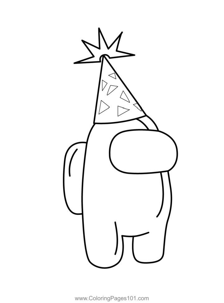 Party Hat Among Us Coloring Page
