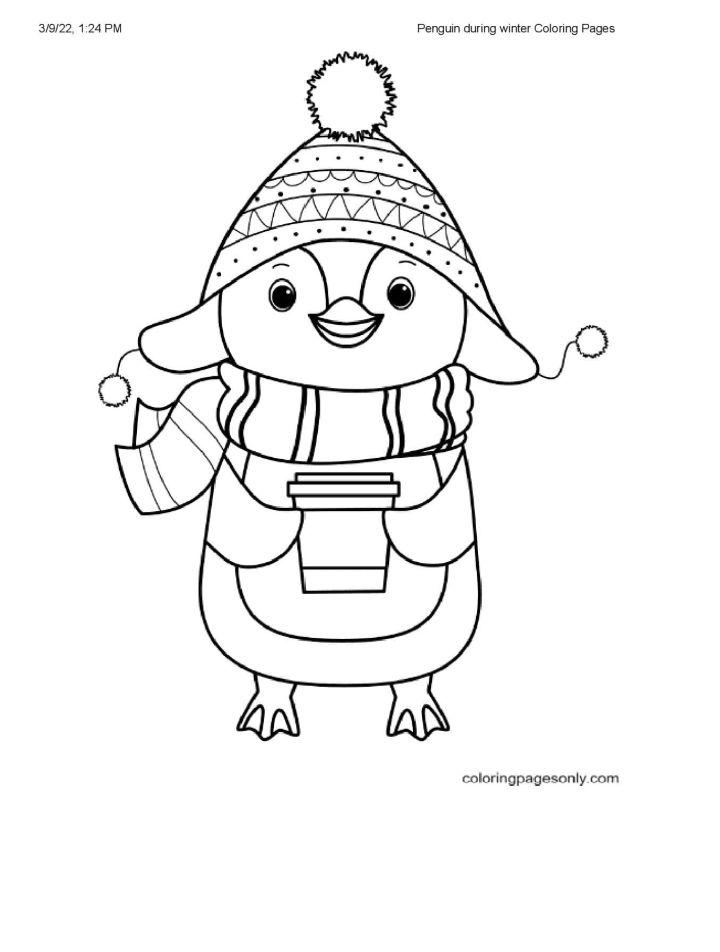 Penguin During Winter Coloring Pages