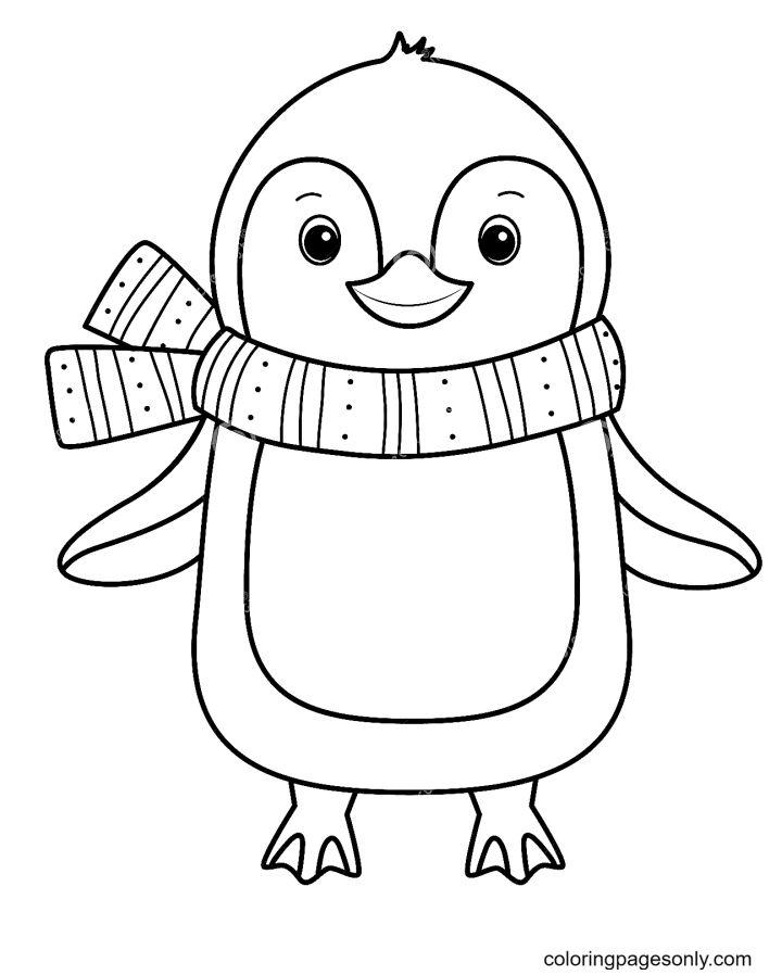 Penguin Wearing a Warm Scarf Coloring Pages