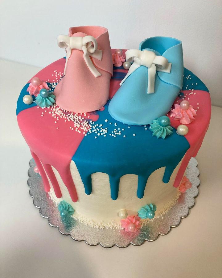 Pink And Blue Gender Reveal Cake