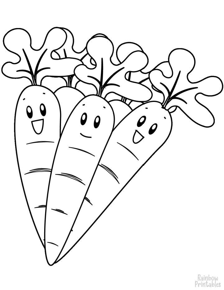 Preschooler's Happy Carrots Coloring Page