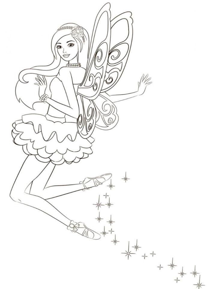 Printable Barbie Fairy Coloring Sheets