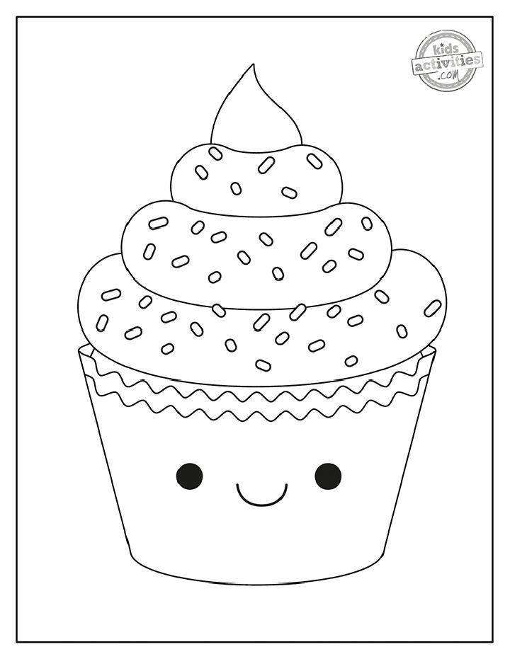 Printable Cupcake with Frosting Coloring Pages