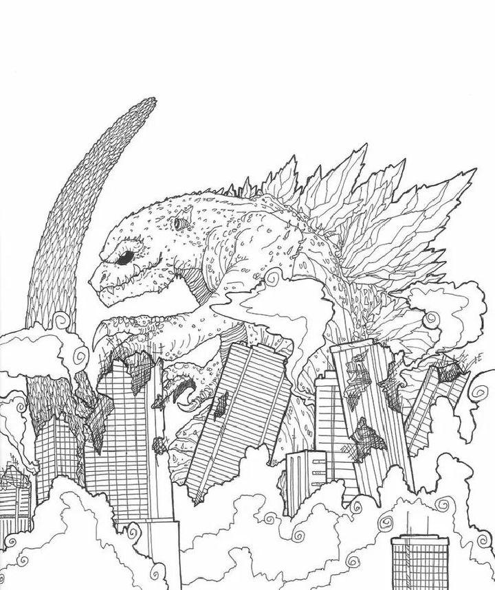 Godzilla Coloring Books For Kids Ages 8-12 Edition 2023: Vol. 1 Godzilla  In The City with +60 Desings Inspired Godzilla Colouring Book by Mythical  Adventure Coloring Co.