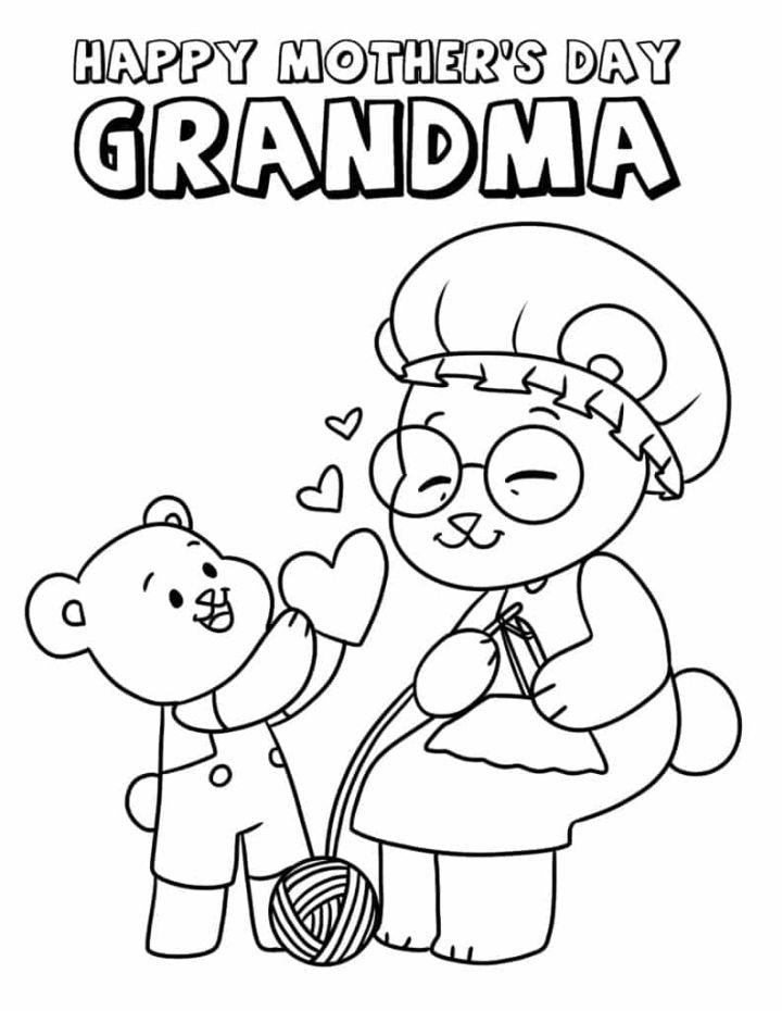 Printable Happy Mothers Day Grandma Coloring Page
