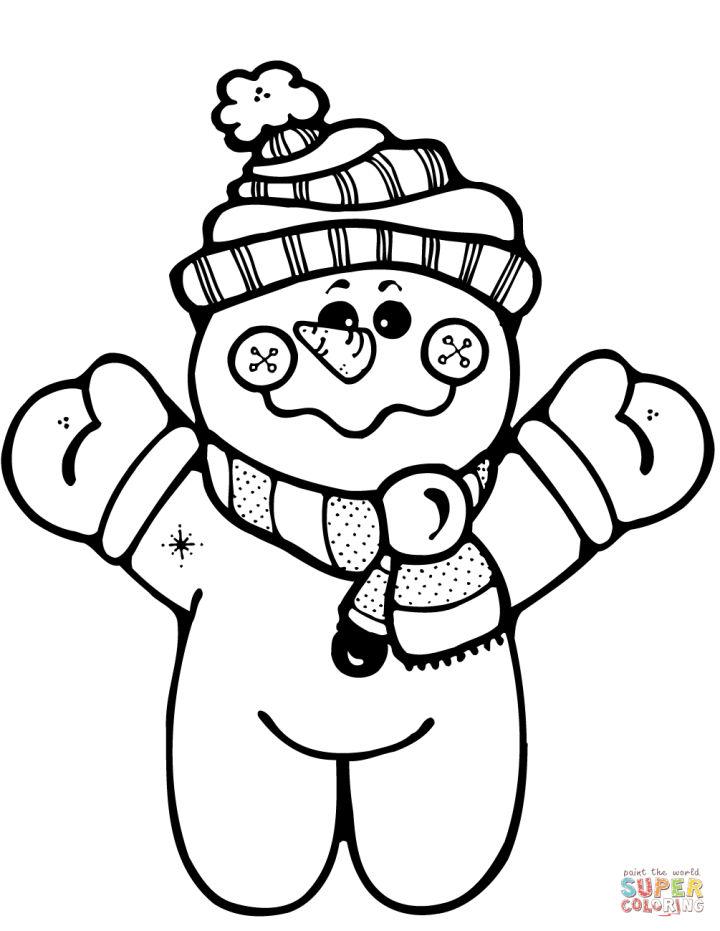 Printable Happy Snowman Coloring Page