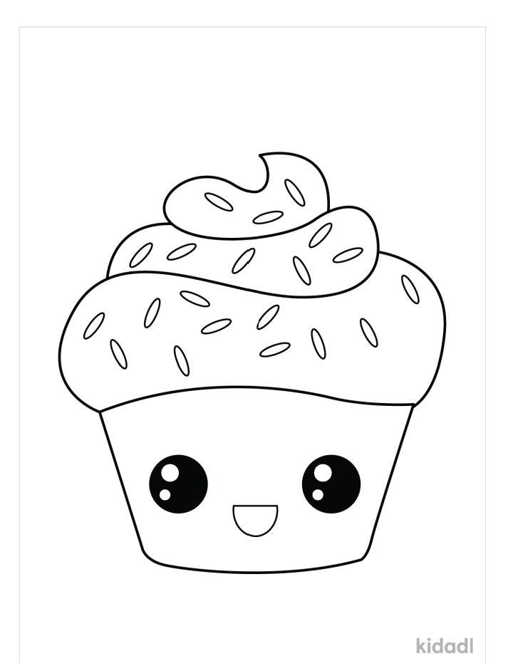 Printable Kawaii Cupcake Coloring Pages