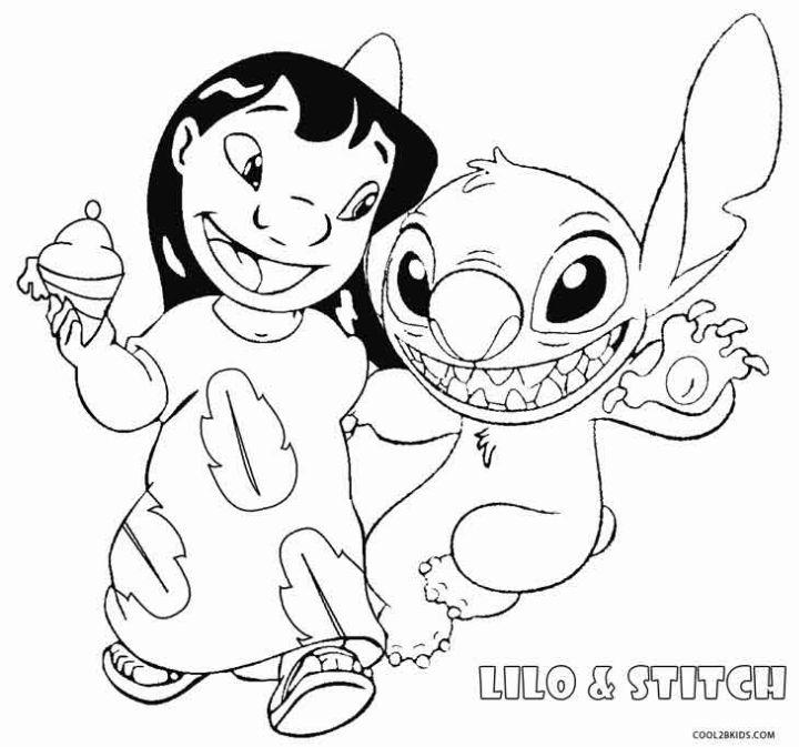 Printable Lilo and Stitch Surfing Coloring Pages