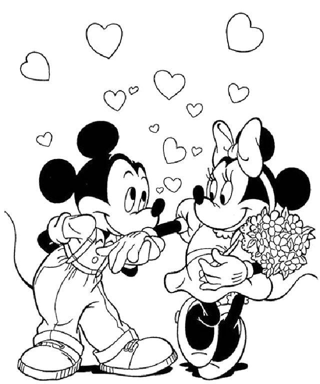 Printable Mickey Mouse Valentine Coloring Pages