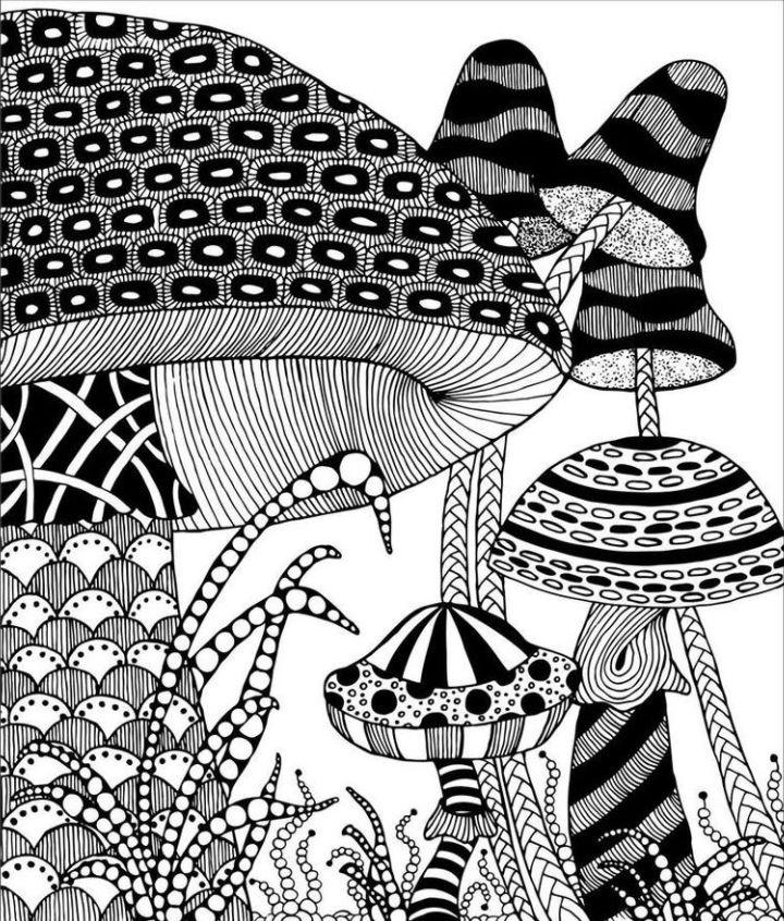 Printable Mushroom Coloring Pages for Adults