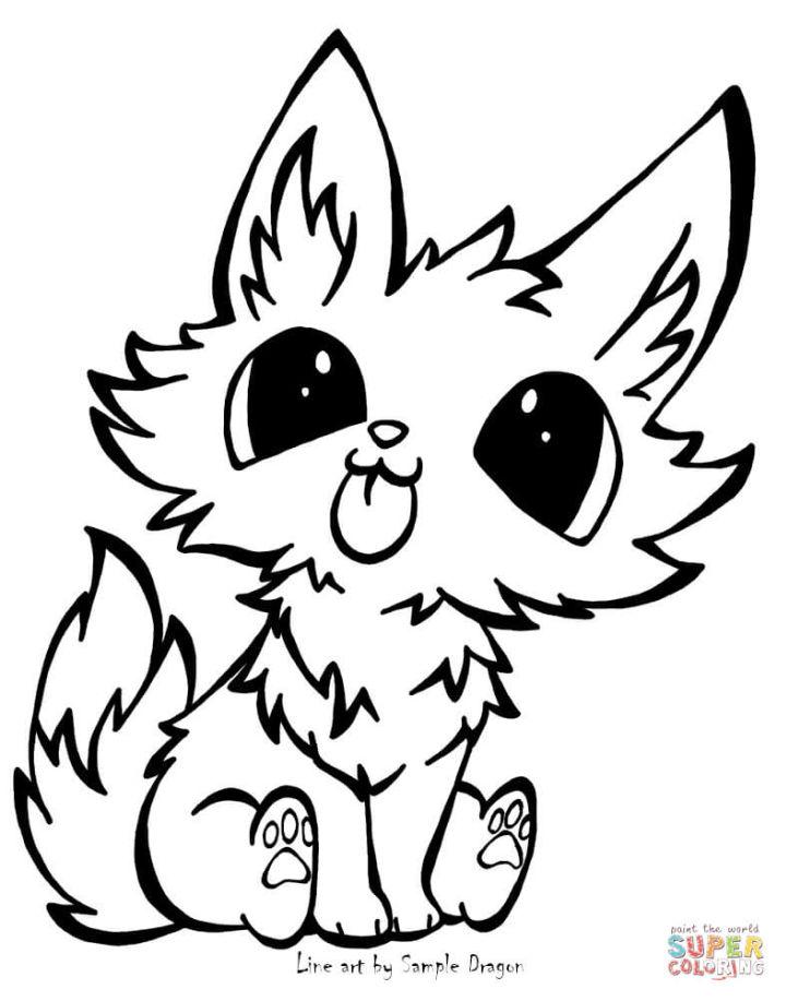 Printable Sitting Fox Coloring Page