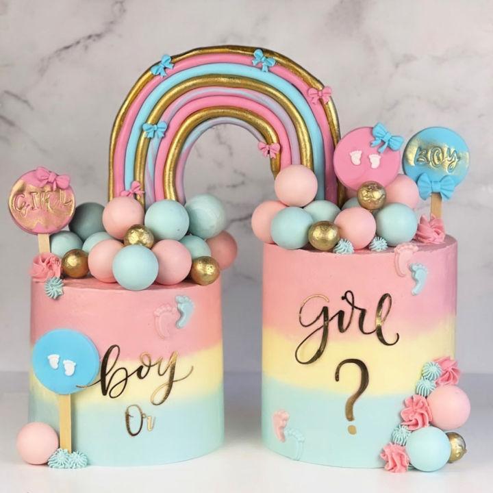 Rainbow Gender Reveal Cake