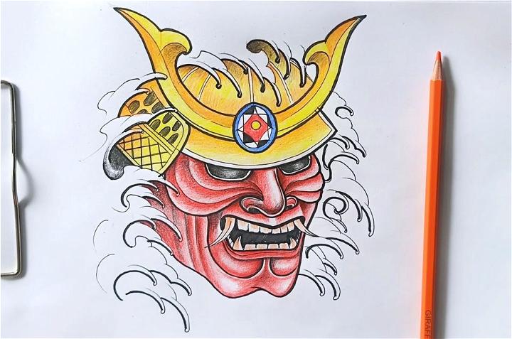Samurai Mask Drawing
