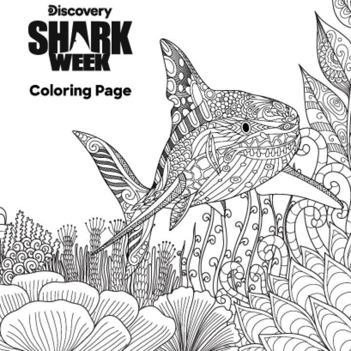 Shark Week Coloring Page for Adults