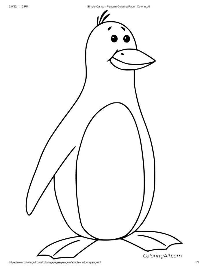 Simple Cartoon Penguin Coloring Page