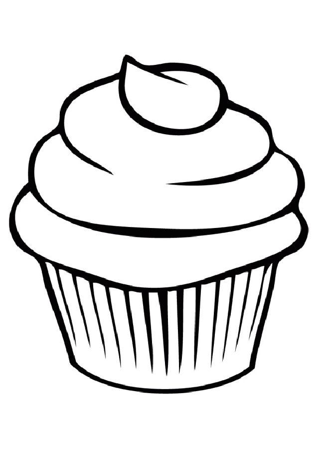 Simple Cupcake with Swirling Icing on Top Coloring Page