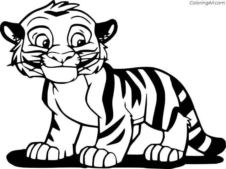 Simple Young Tiger Coloring Page