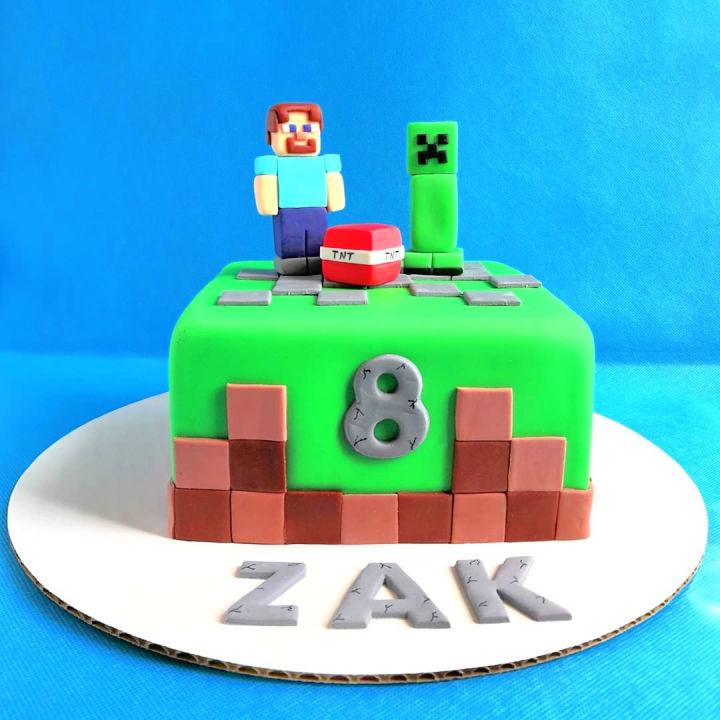 Square Birthday Minecraft Cake