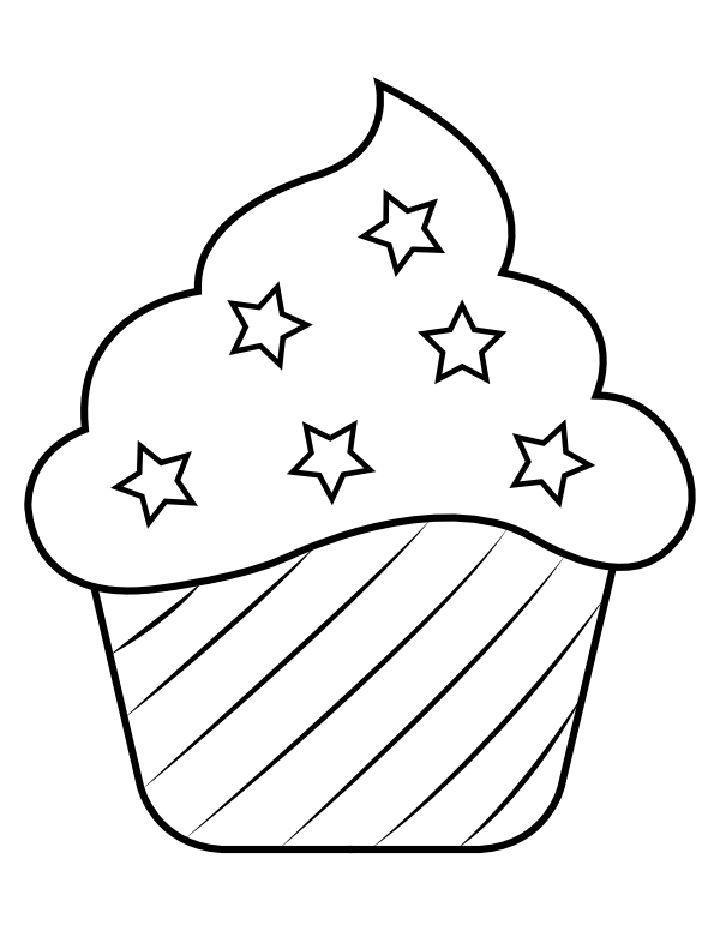 Star Cupcake Coloring Page for Preschoolers