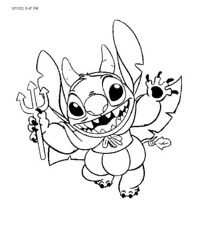 Stitch on Halloween Coloring Page