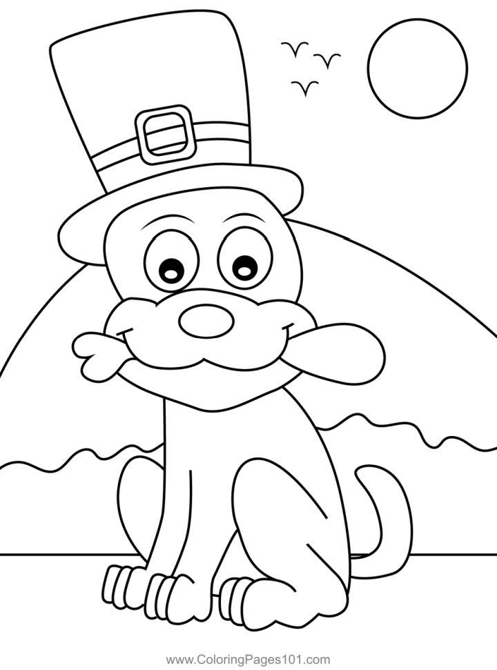 Thanksgiving Dog Coloring Book Page