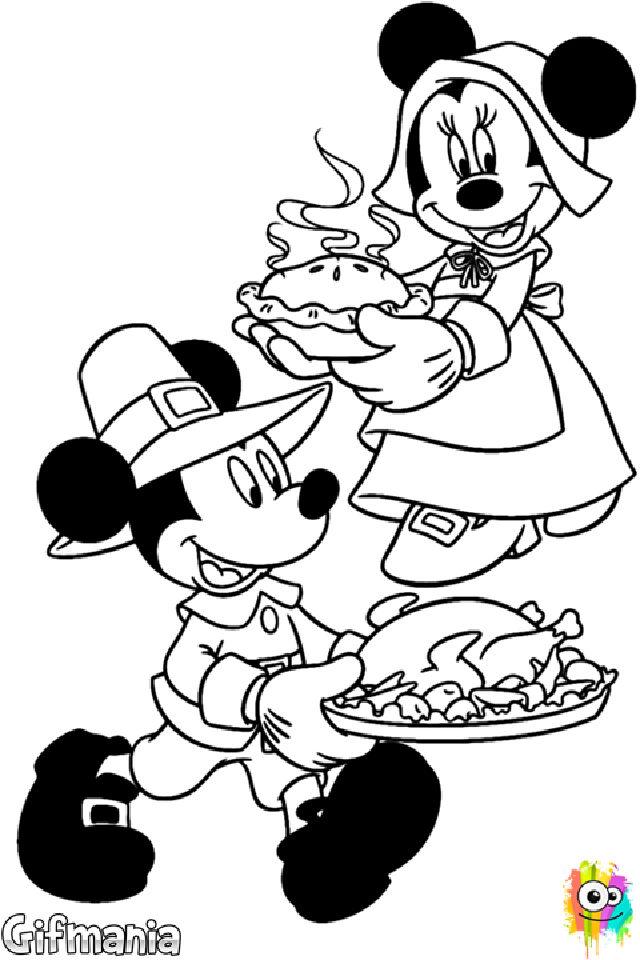 Thanksgiving Mickey Mouse Coloring Page
