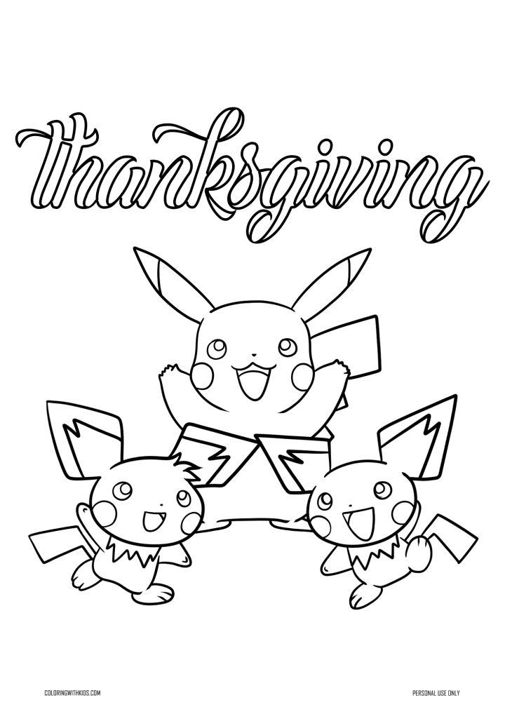 Thanksgiving Pokemon Coloring Page Printable