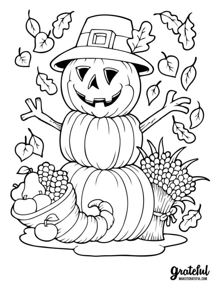 Thanksgiving Themed Coloring Book Pages