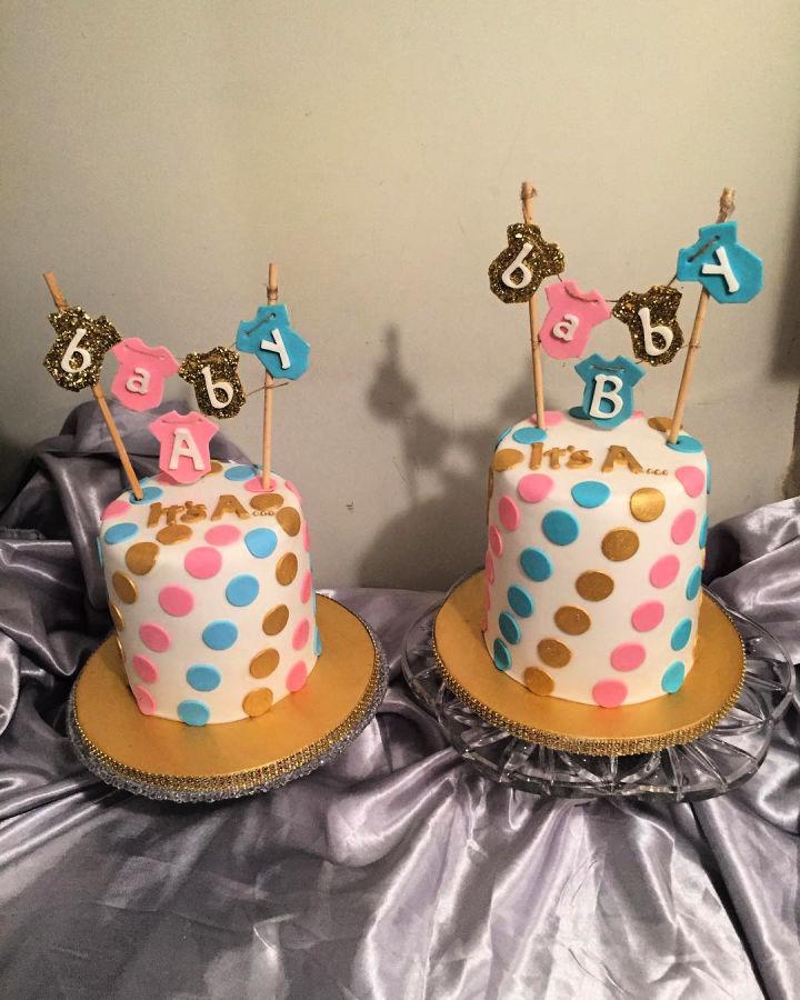 Twin Gender Reveal Cake Decorating