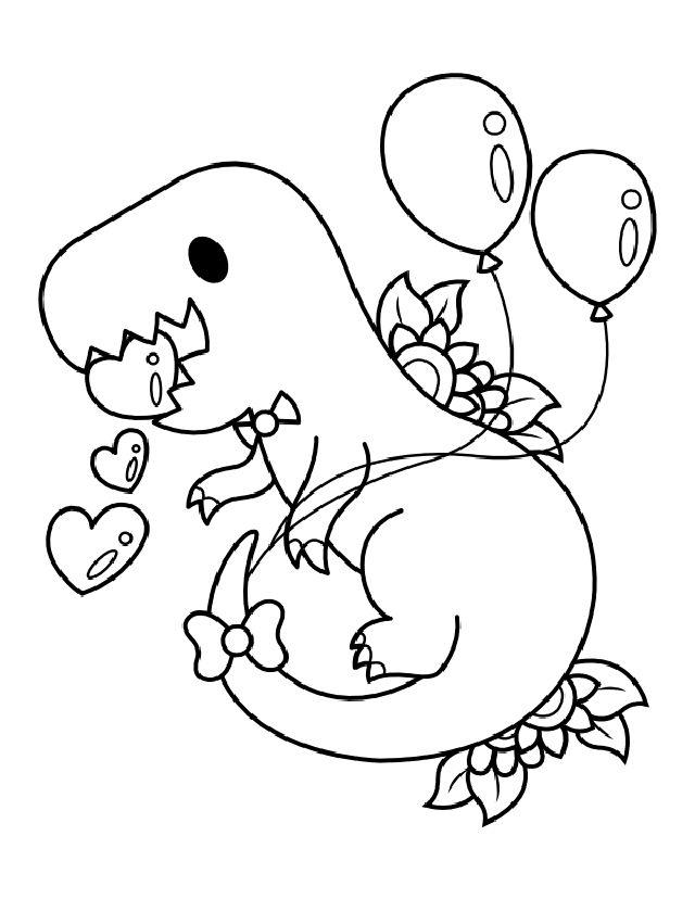 Tyrannosaurus Rex Valentines Day Coloring Page