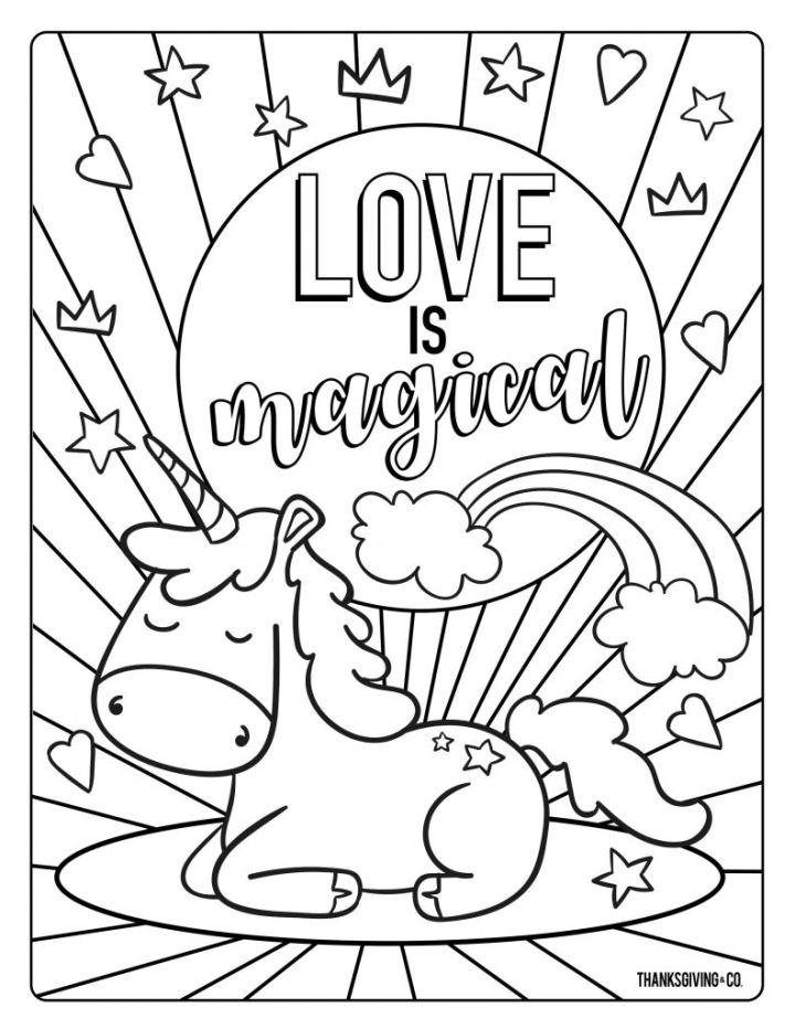 Unicorn Valentines Coloring Sheets