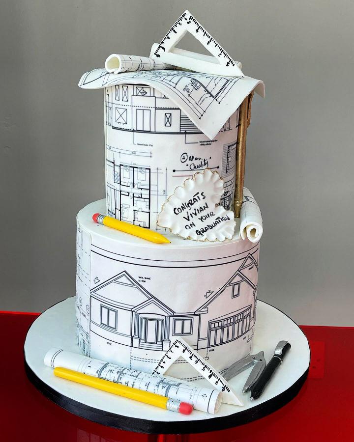 Unique Architecturer Graduation Cake
