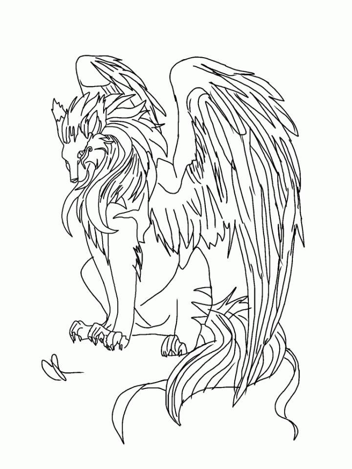 Wolf with Wings Coloring Pages