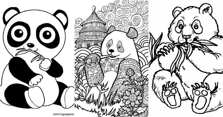 easy and free panda coloring pages for kids and adults