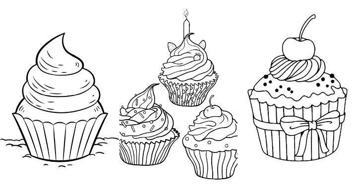 easy free cupcake coloring pages for kids and adults