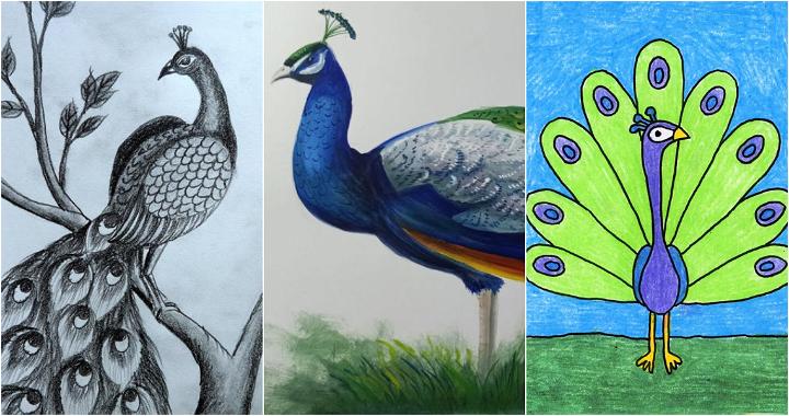 Buy Peacock painting Handmade Painting by KULDEEP SINGH.  Code:ART_6706_50459 - Paintings for Sale online in India.