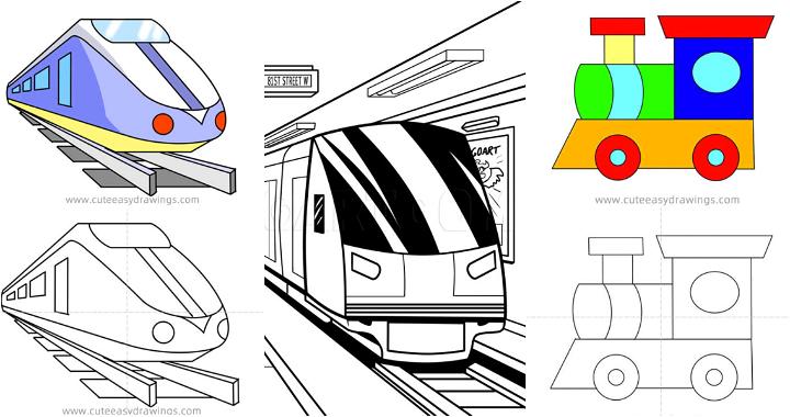 easy train drawing ideas tutorials