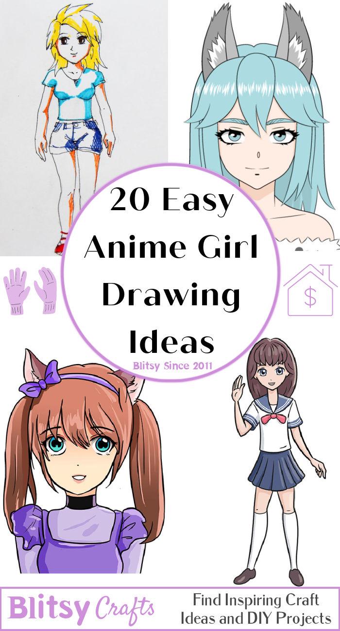 Easy Cute Anime Kawaii Girl Drawing HD Png Download  vhv