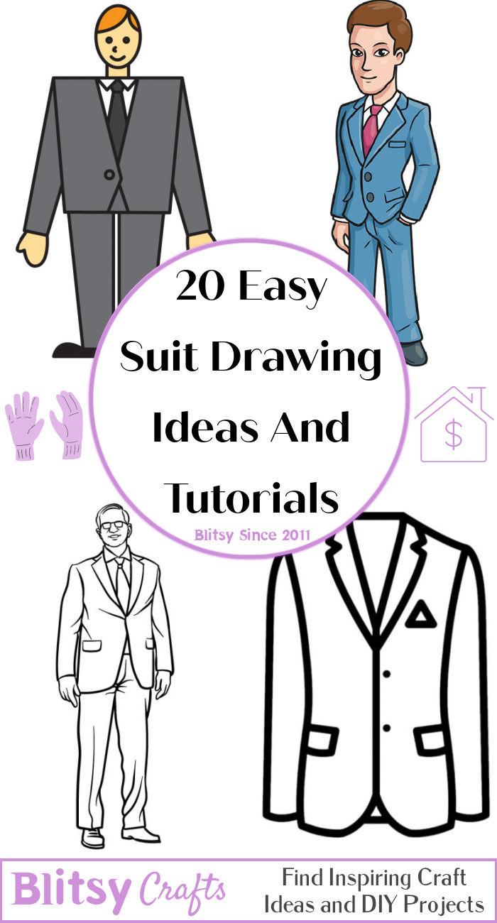 20 Easy Suit Drawing Ideas - How to Draw a Suit