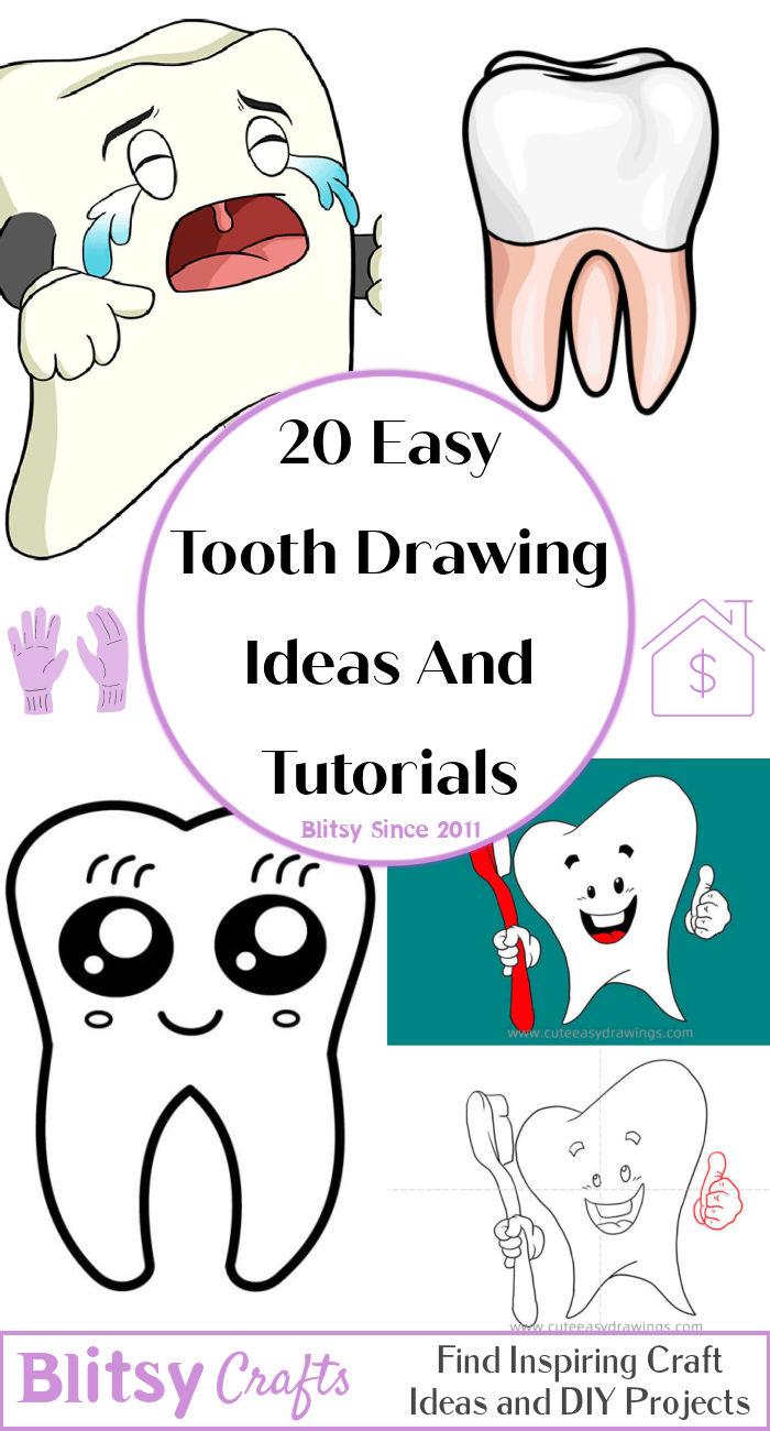 20 Easy Tooth Drawing Ideas - How to Draw a Tooth