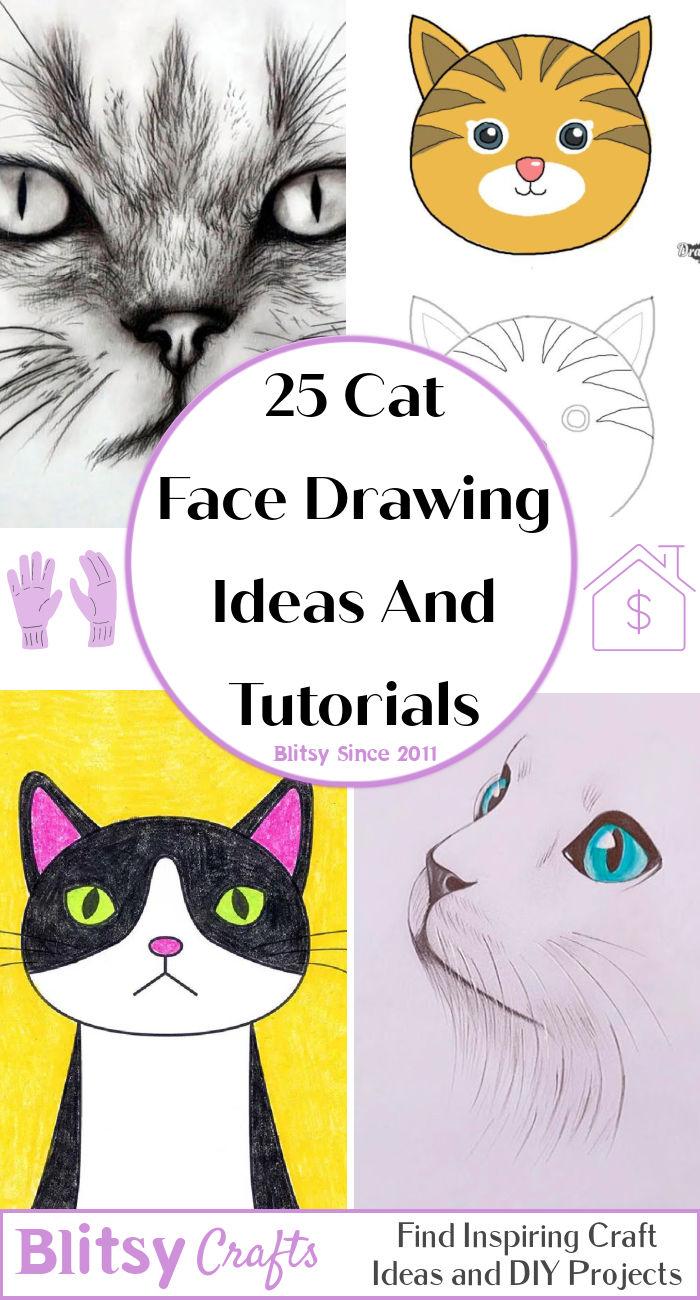 25 Easy Cat Face Drawing Ideas - How to Draw a Cat Face