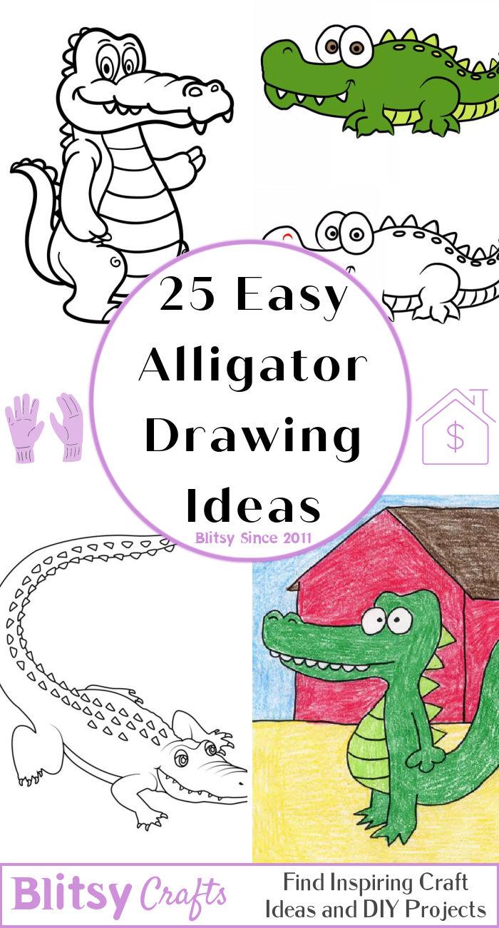 Drawing of a crocodile with crayon in his mouth Vector Image