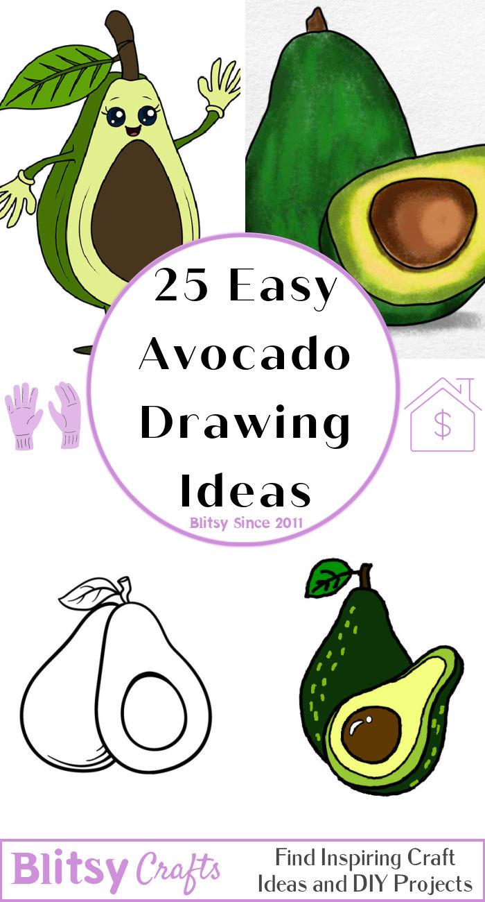 25 Easy Avocado Drawing Ideas - How to Draw an Avocado