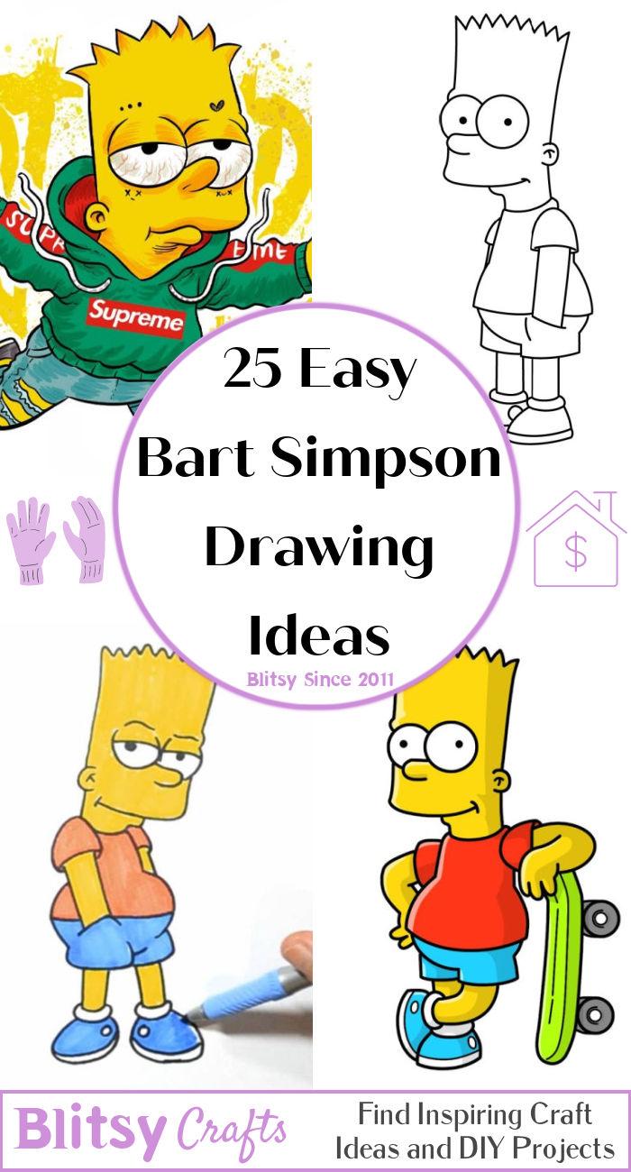 HOW TO DRAW BART SIMPSON SAD STEP BY STEP 