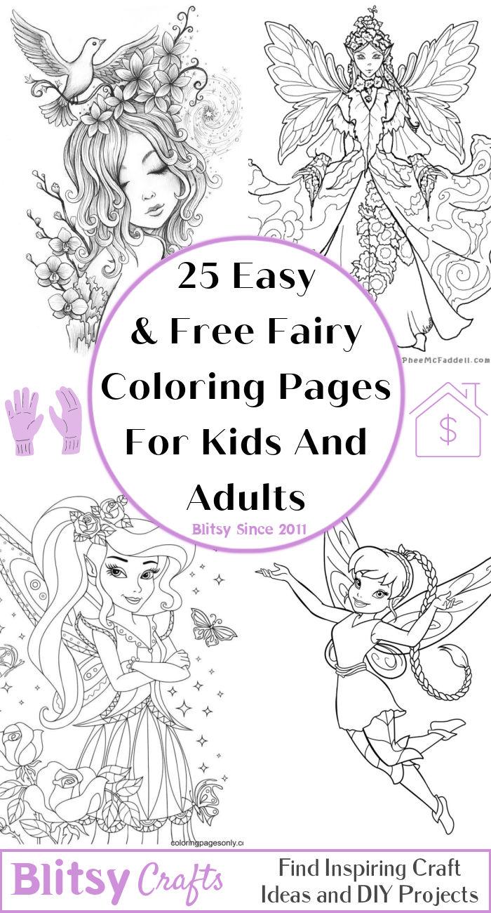 25 Easy and Free Fairy Coloring Pages for Kids and Adults - Cute Fairy Coloring Pictures and Sheets Printable