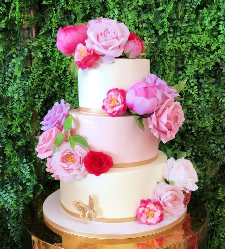 3 Tiered Floral Baby Shower Cake