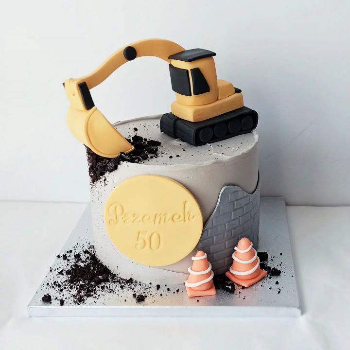 50th Birthday Excavator Cake For Men