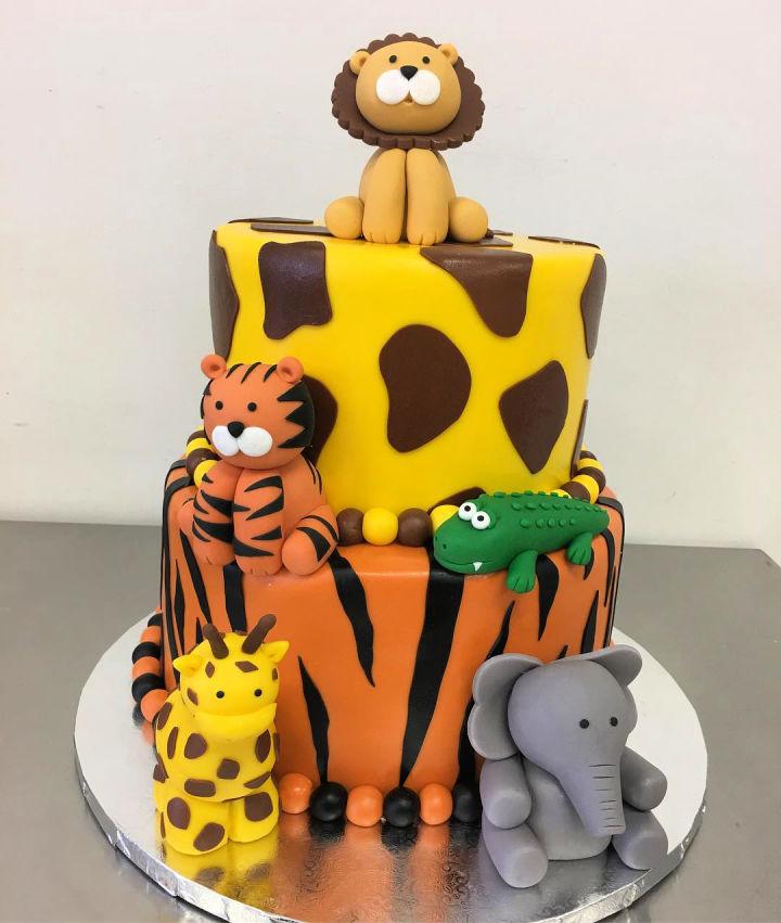 Adorable Animal Baby Shower Cake