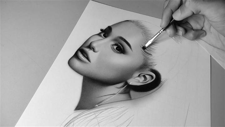 Ariana Grande Charcoal Portrait Drawing